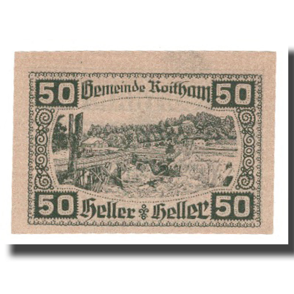 Geldschein, Österreich, Roitham O.Ö. Gemeinde, 50 Heller, paysage 1, 1920