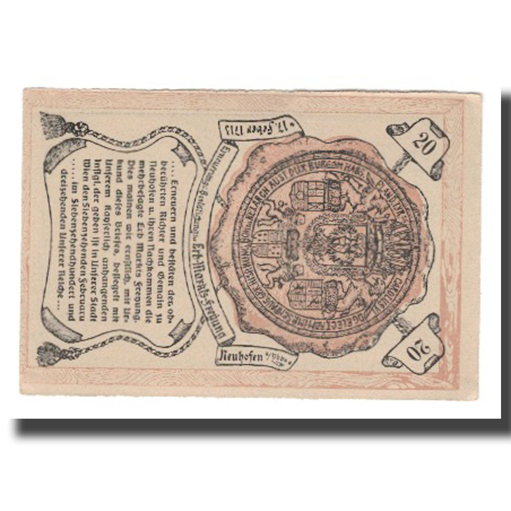 Banconote, Austria, Neumarkt an der Ybbs N.Ö. Marktgemeinde, 20 Heller, Blason