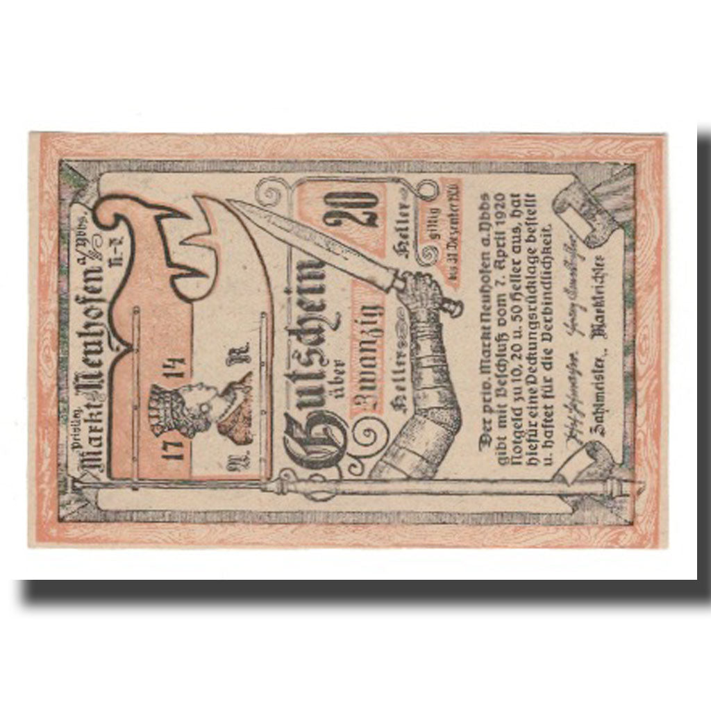 Geldschein, Österreich, Neumarkt an der Ybbs N.Ö. Marktgemeinde, 20 Heller