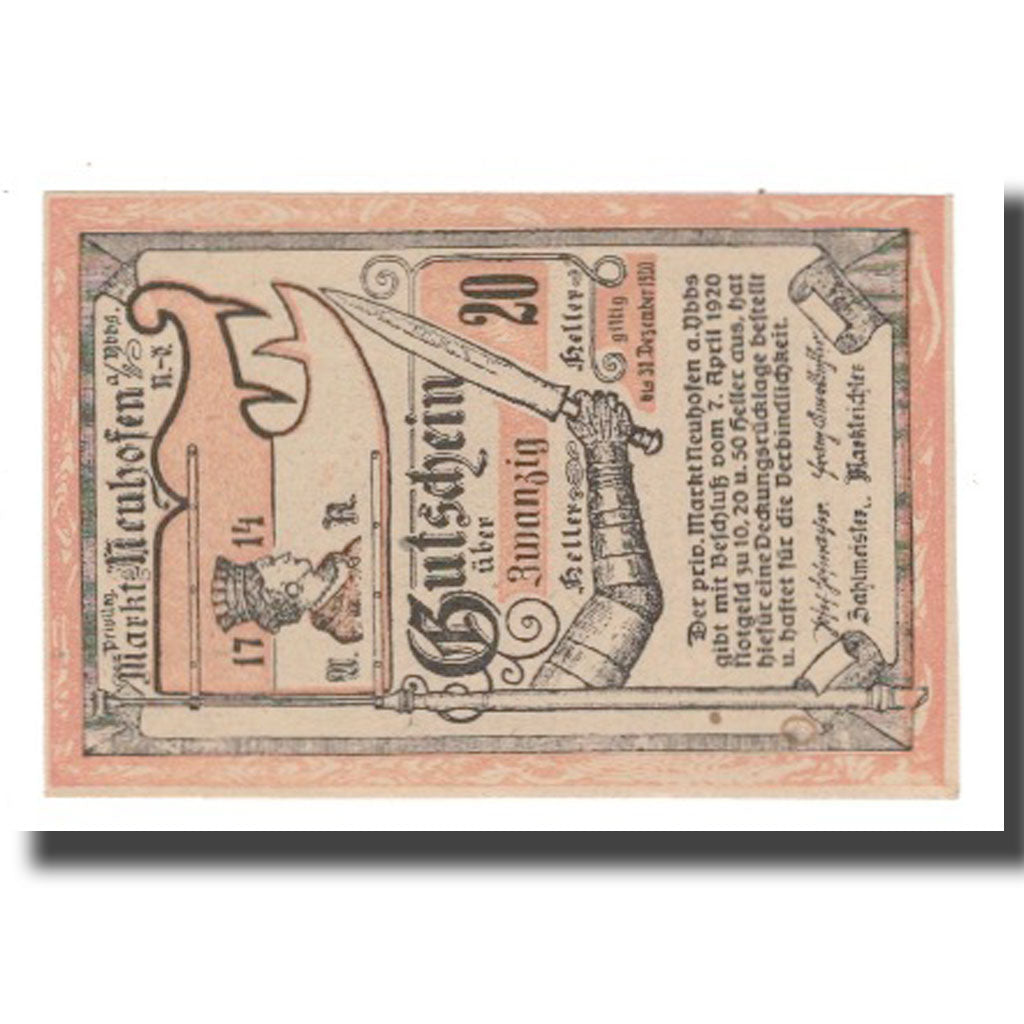 Geldschein, Österreich, Neumarkt an der Ybbs N.Ö. Marktgemeinde, 20 Heller