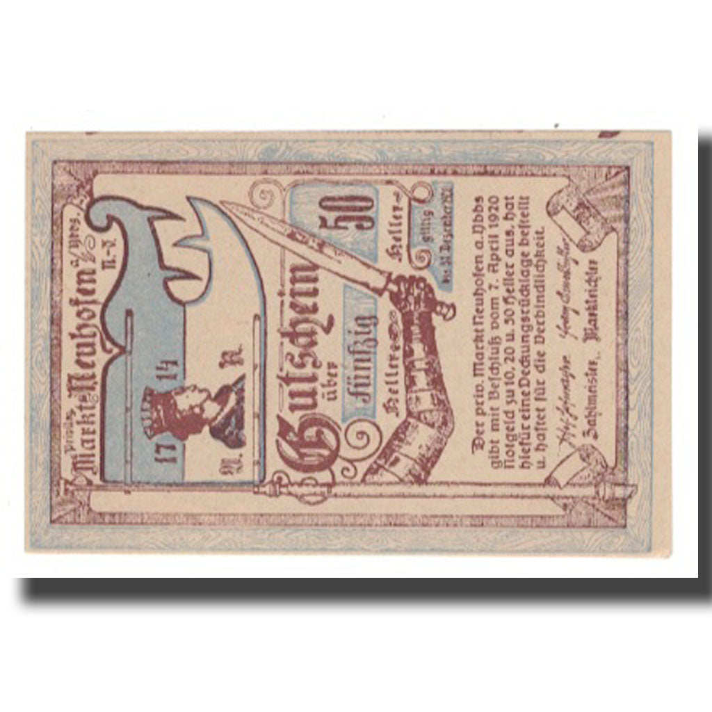 Geldschein, Österreich, Neumarkt an der Ybbs N.Ö. Marktgemeinde, 50 Heller