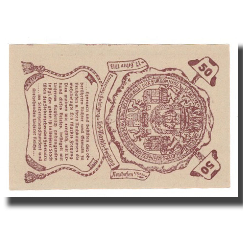 Geldschein, Österreich, Neumarkt an der Ybbs N.Ö. Marktgemeinde, 50 Heller