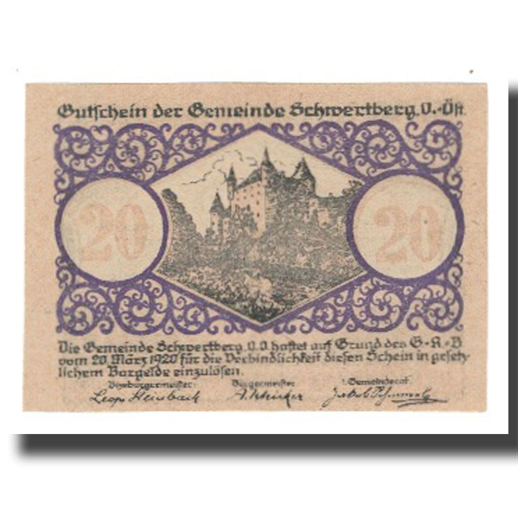 Billete, Austria, Schwertberg, 20 Heller, Blason, 1920, 1920-12-31, EBC, Mehl:FS