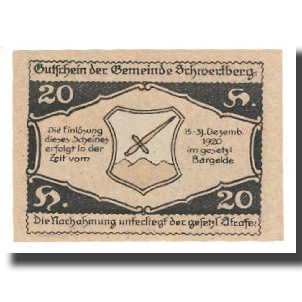 Billete, Austria, Schwertberg, 20 Heller, Blason, 1920, 1920-12-31, EBC, Mehl:FS
