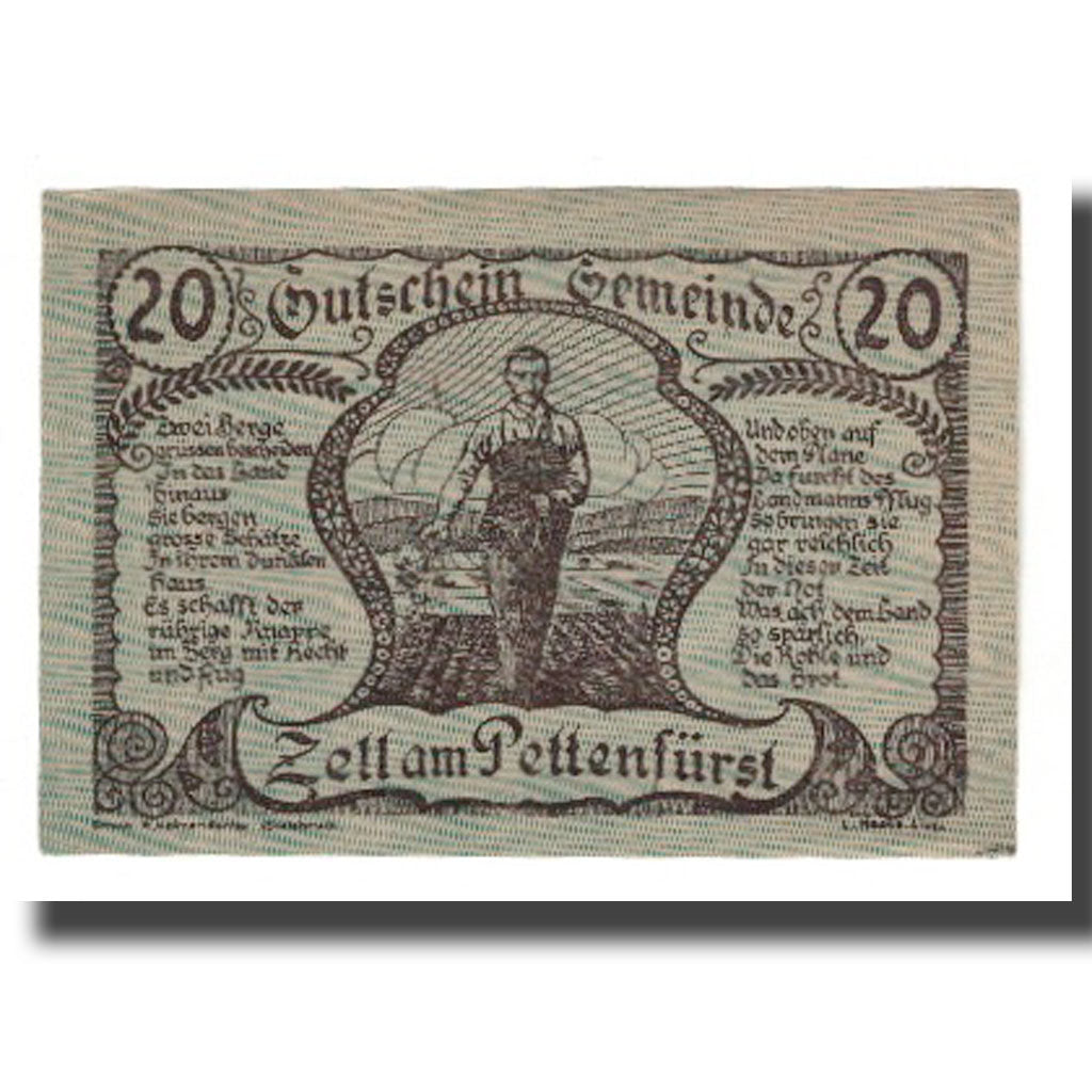 Billete, Austria, Zell am Pettenfürst, 20 Heller, Texte, 1920, 1920-07-02, EBC