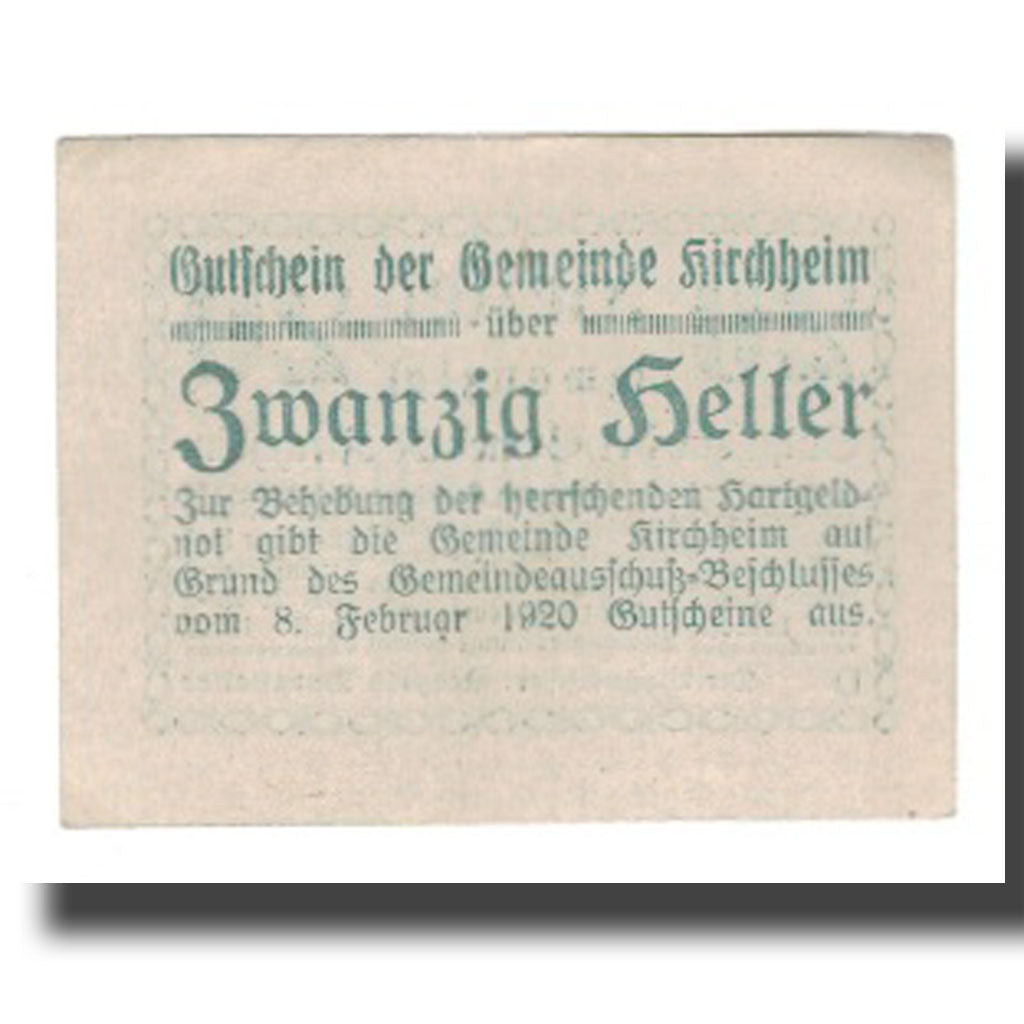 Nota, Áustria, Kirchheim, 20 Heller, Texte, 1920, 1920-08-01, AU(55-58)