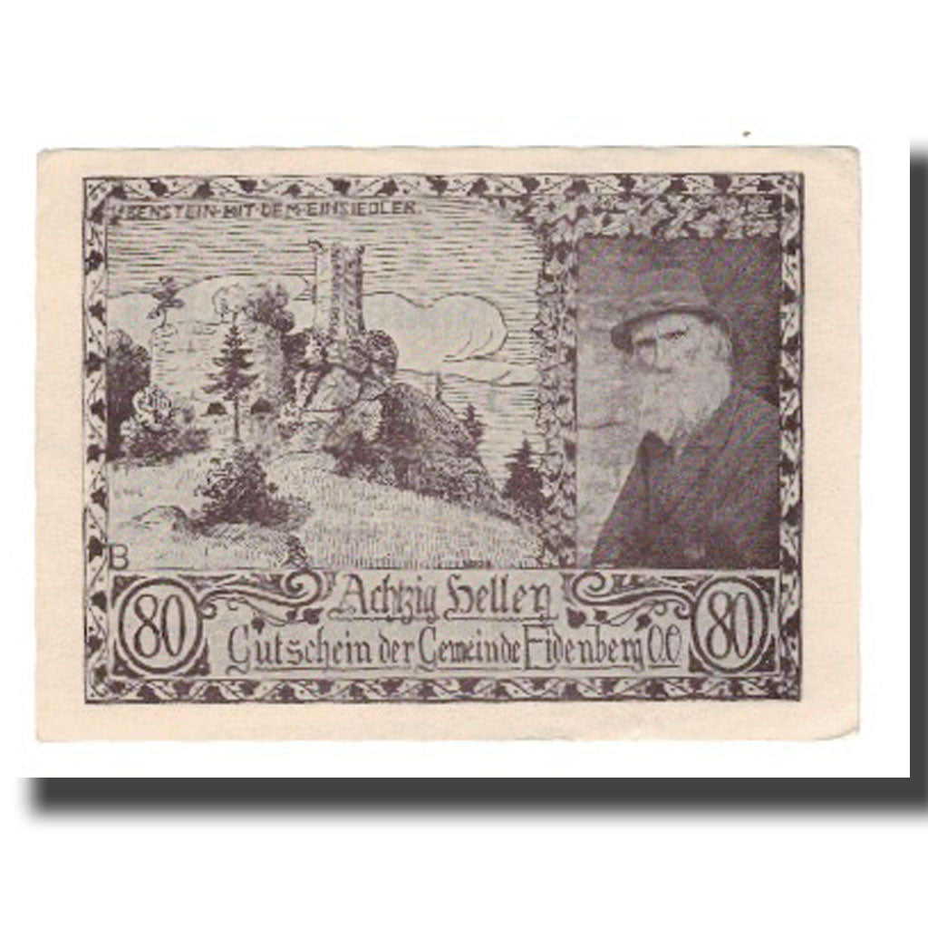 Biljet, Oostenrijk, Eidenberg, 80 Heller, Texte, 1921, 1921-01-30, SUP, Mehl:FS