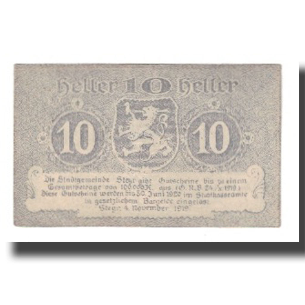 Biljet, Oostenrijk, Steyr, 10 Heller, Blason, 1920, 1920-06-30, SUP, Mehl:FS