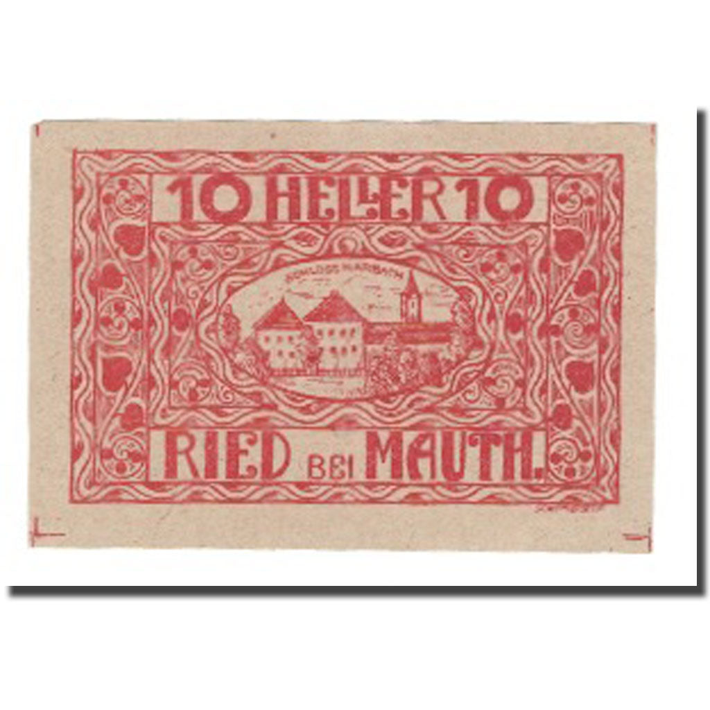 Billet, Autriche, Ried bei Mauthausen O.Ö. Gemeinde, 10 Heller, village, 1920