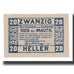 Nota, Áustria, Ried bei Mauthausen O.Ö. Gemeinde, 20 Heller, village 1, 1920
