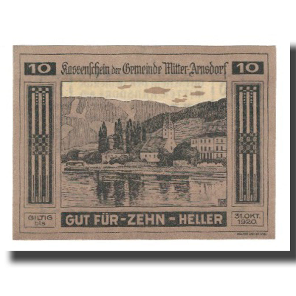 Billete, Austria, Mitter-Arnsdorf, 10 Heller, Texte, 1920, 1920-10-31, UNC