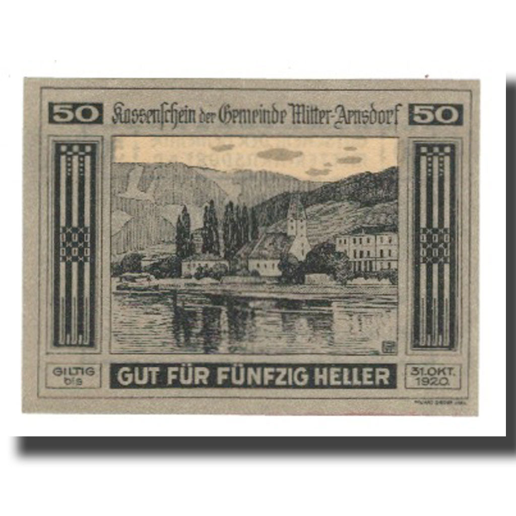 Billete, Austria, Mitter-Arnsdorf, 50 Heller, Texte 2, 1920, 1920-10-31, UNC