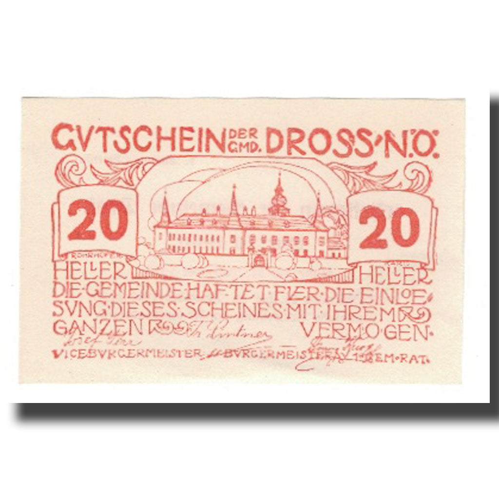 Banknote, Austria, Dross N.Ö. Gemeinde, 20 Heller, texte 1, 1920, 1920-12-31