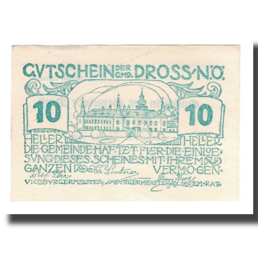 Banknote, Austria, Dross N.Ö. Gemeinde, 10 Heller, Texte 6, 1920, 1920-12-31