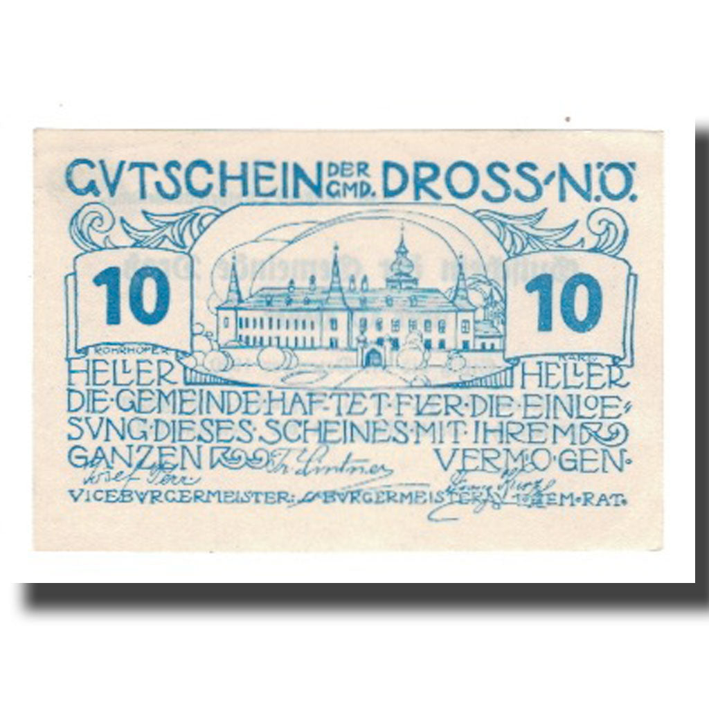 Banconote, Austria, Dross N.Ö. Gemeinde, 10 Heller, Texte, 1920, 1920-12-31