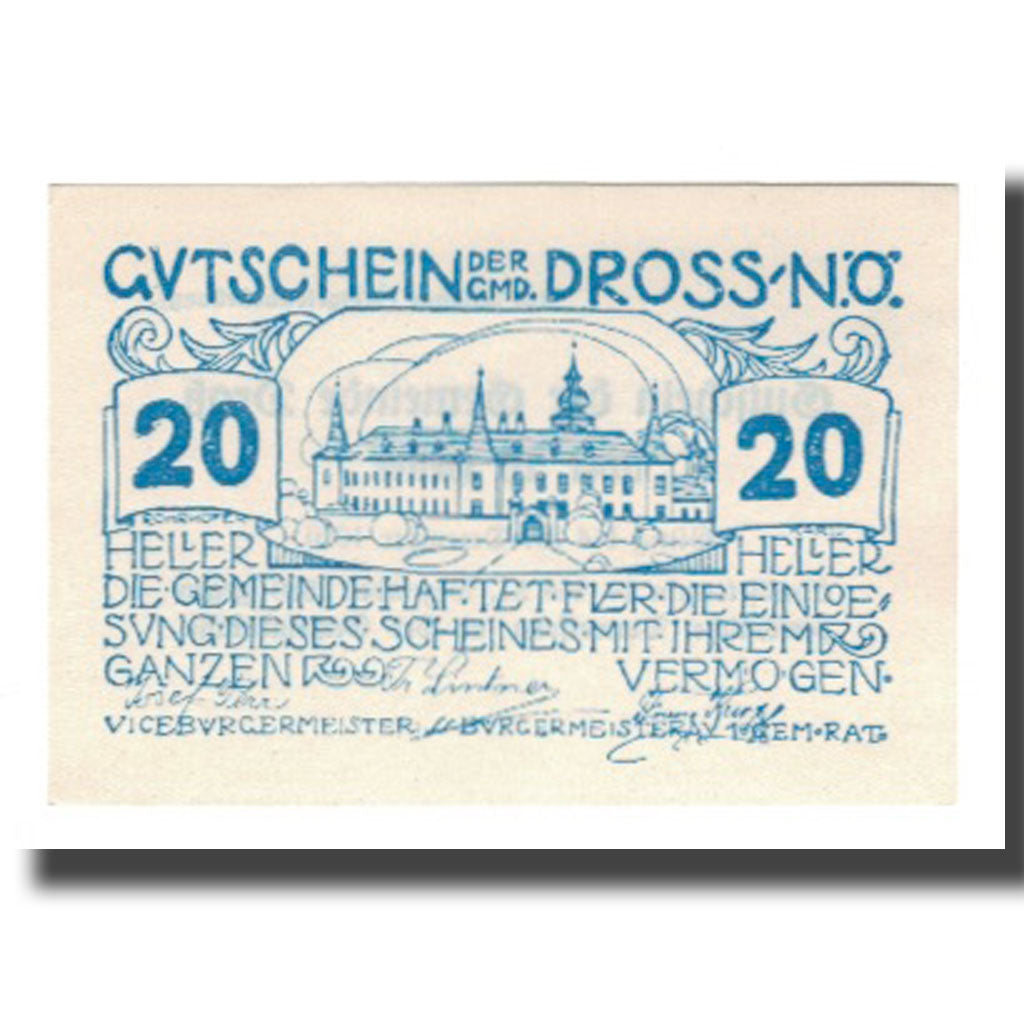 Banknot, Austria, Dross N.Ö. Gemeinde, 20 Heller, texte 1, 1920, 1920-12-31