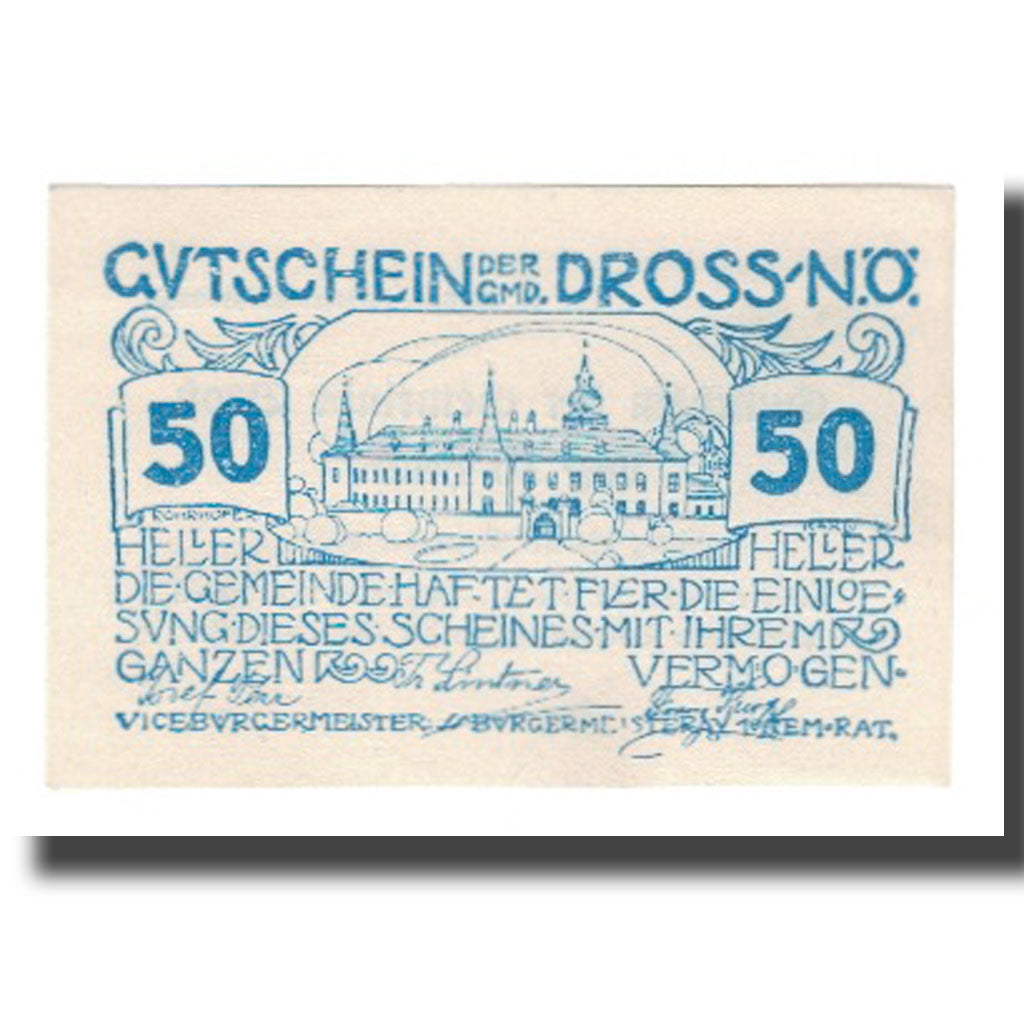 Billet, Autriche, Dross N.Ö. Gemeinde, 50 Heller, Texte 2, 1920, 1920-12-31