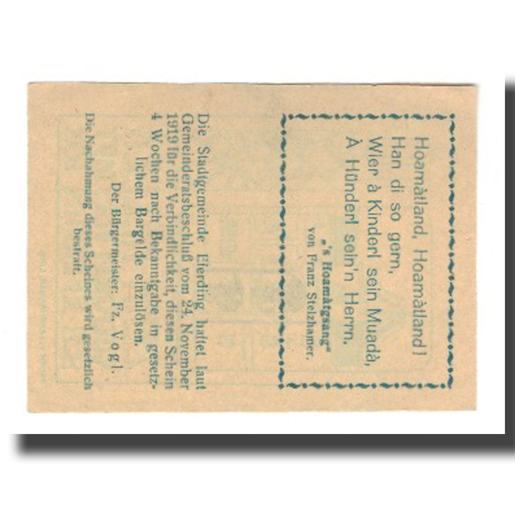 Banknote, Austria, Eferding, 10 Heller, Texte 2, 1919, 1919-11-24, AU(55-58)