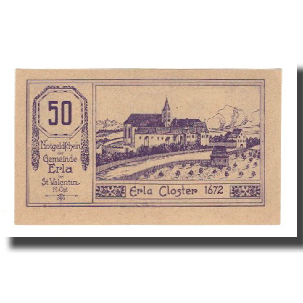 Geldschein, Österreich, Erla N.Ö. Gemeinde, 50 Heller, Texte 2, 1920