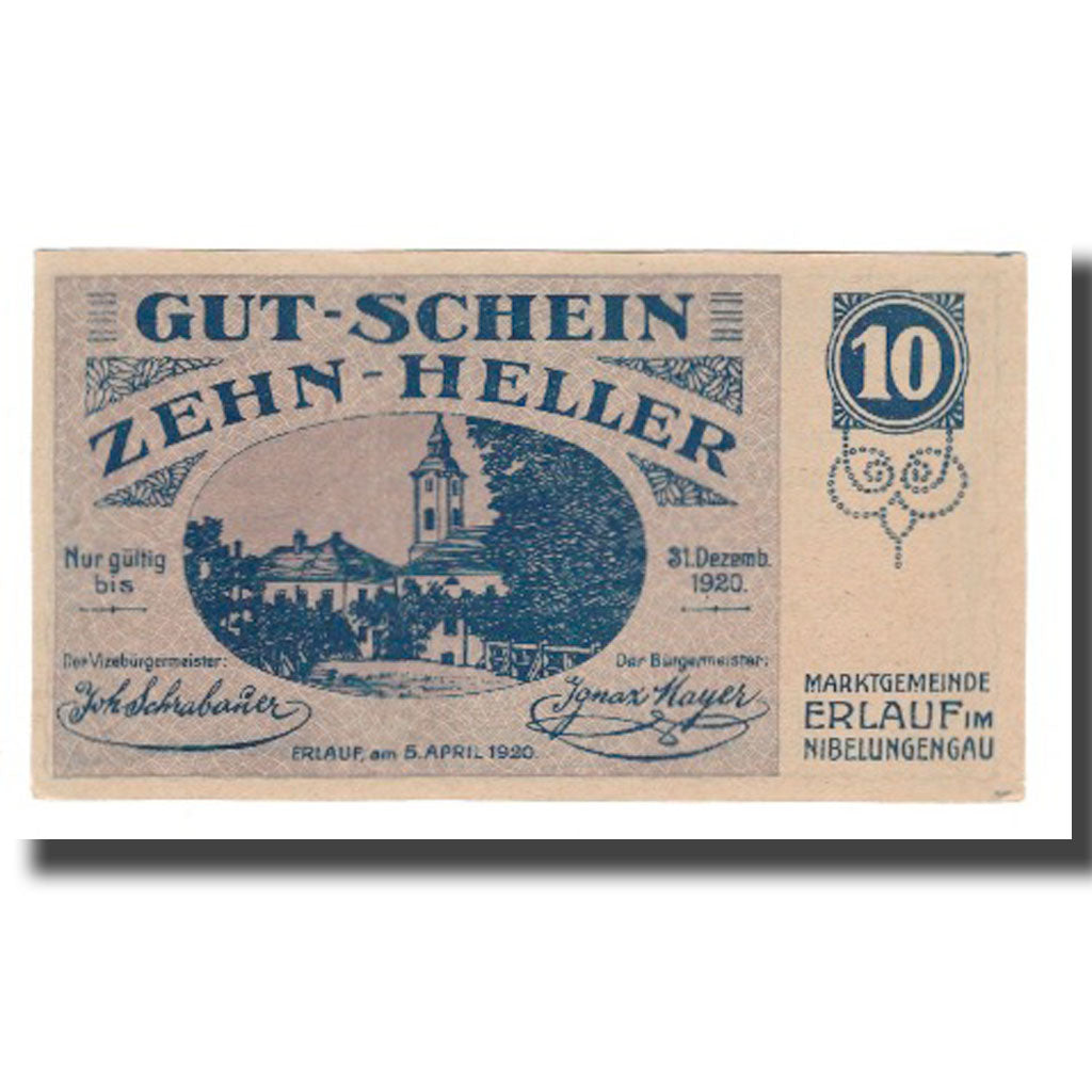 Biljet, Oostenrijk, Erlauf im Nibelungengau N.Ö. Marktgemeinde, 10 Heller