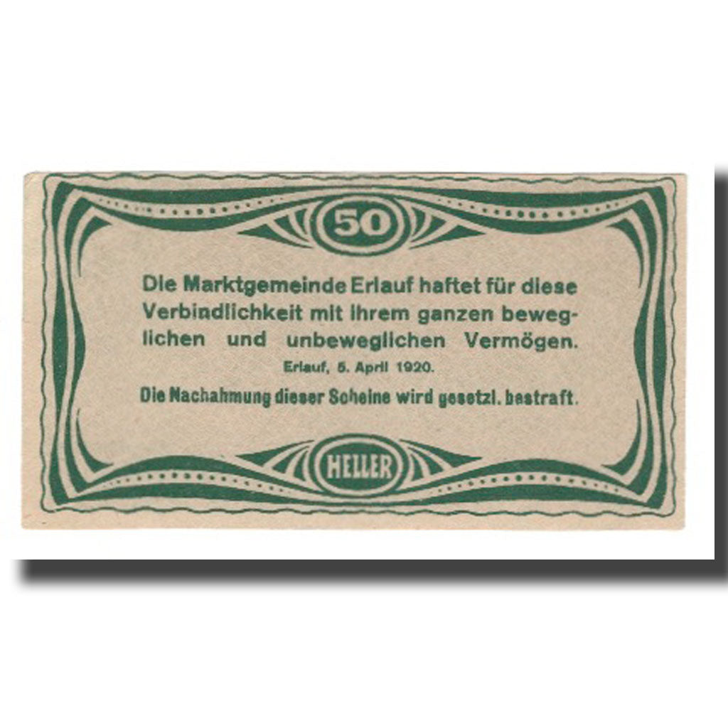 Banconote, Austria, Erlauf im Nibelungengau N.Ö. Marktgemeinde, 50 Heller