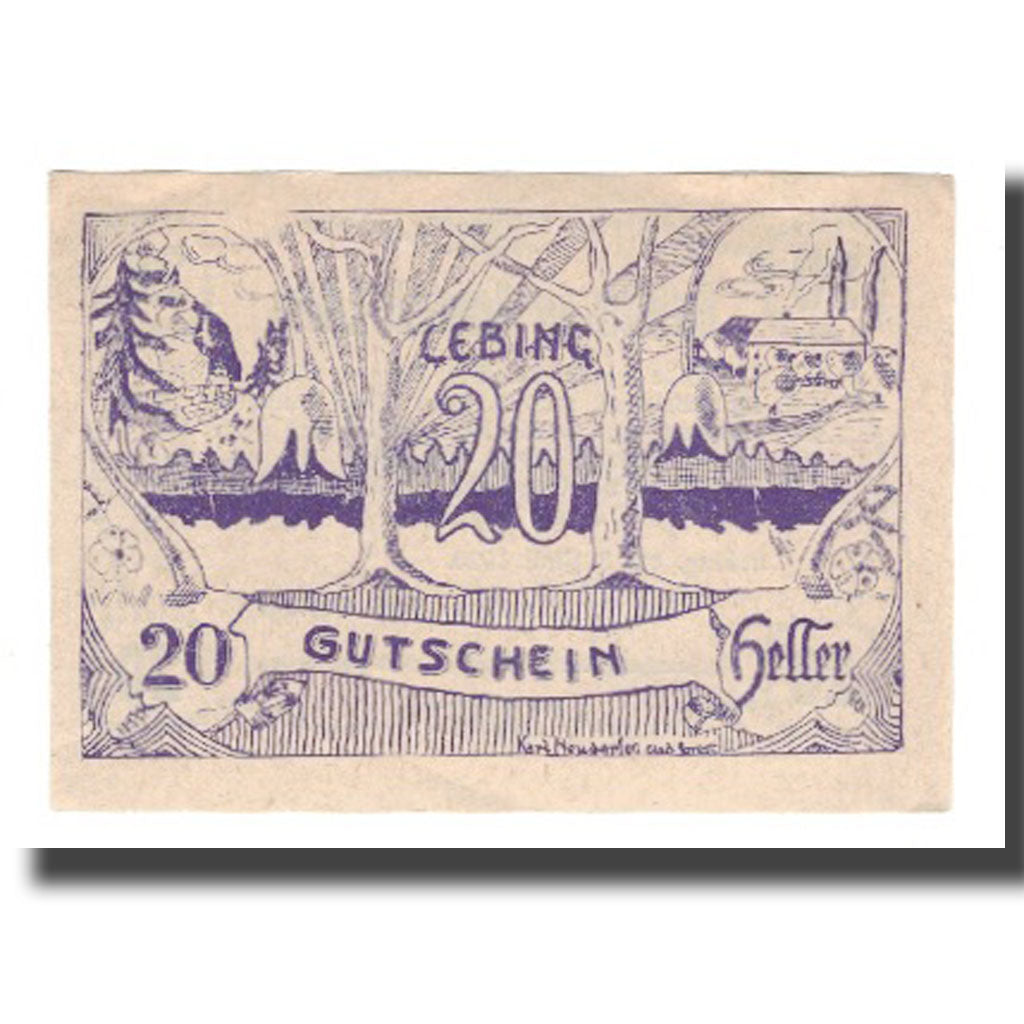 Banknot, Austria, Lebing O.Ö. Gemeinde, 20 Heller, Texte, 1920, 1920-12-31
