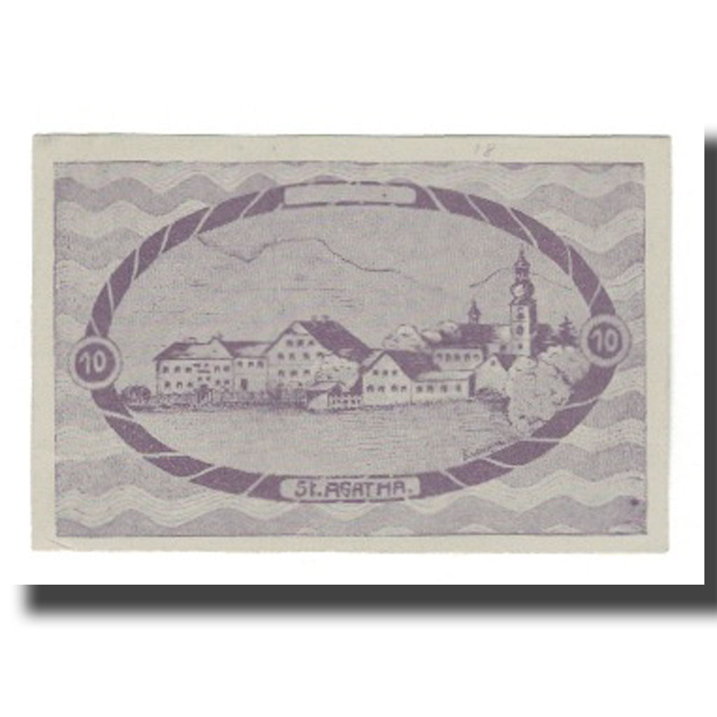 Banknote, Austria, St. Agatha Bei Weizenkirchen O.Ö. Gemeinde, 10 Heller, texte