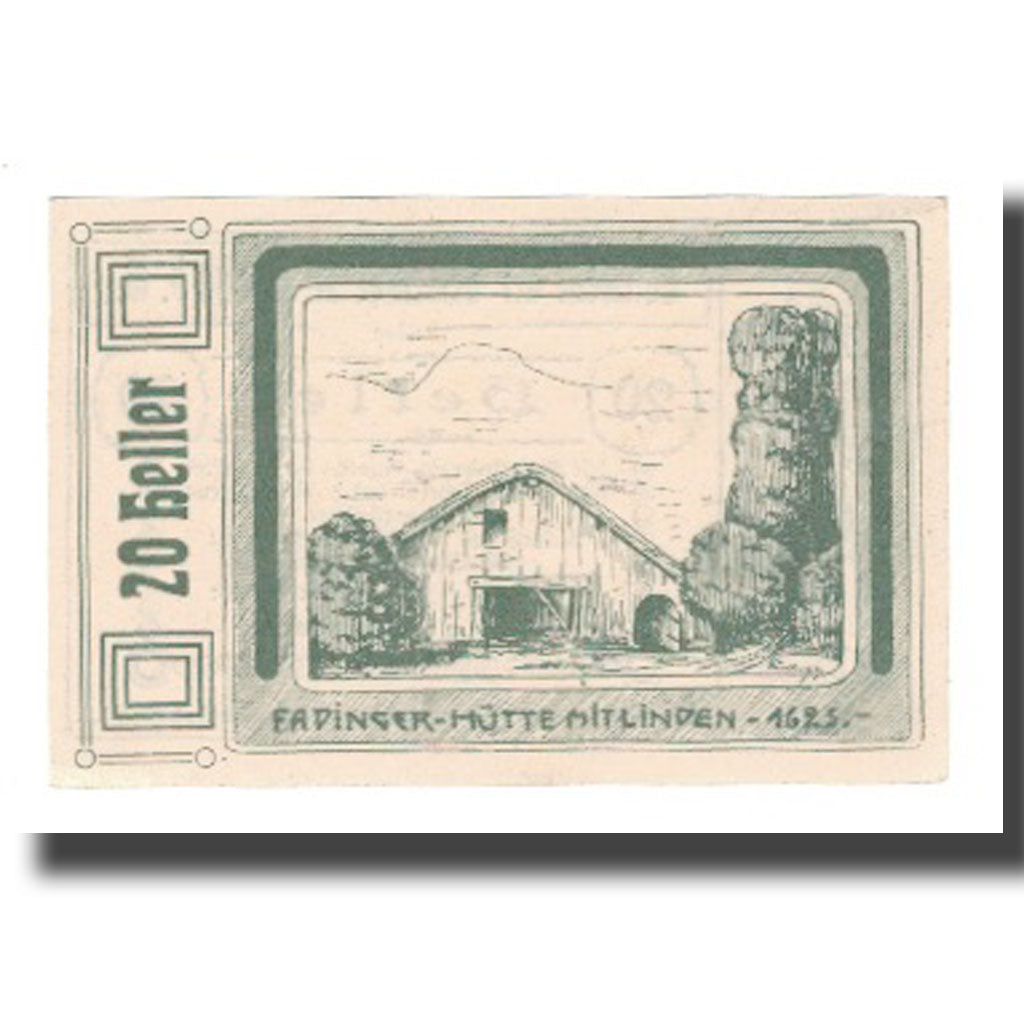 Banknote, Austria, St. Agatha Bei Weizenkirchen O.Ö. Gemeinde, 20 Heller, Texte