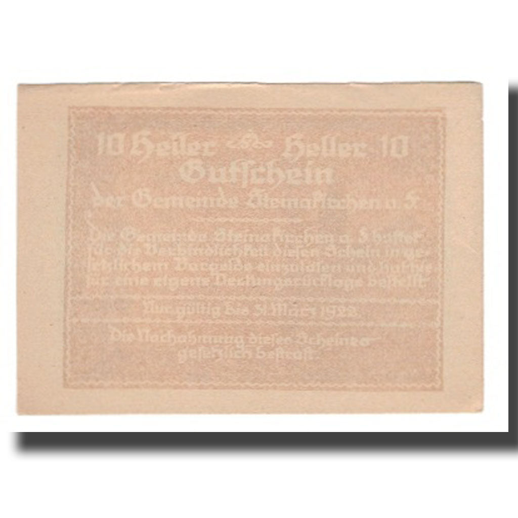 Billet, Autriche, Steinakirchen am Forst, 10 Heller, Texte, 1922, 1922-03-31