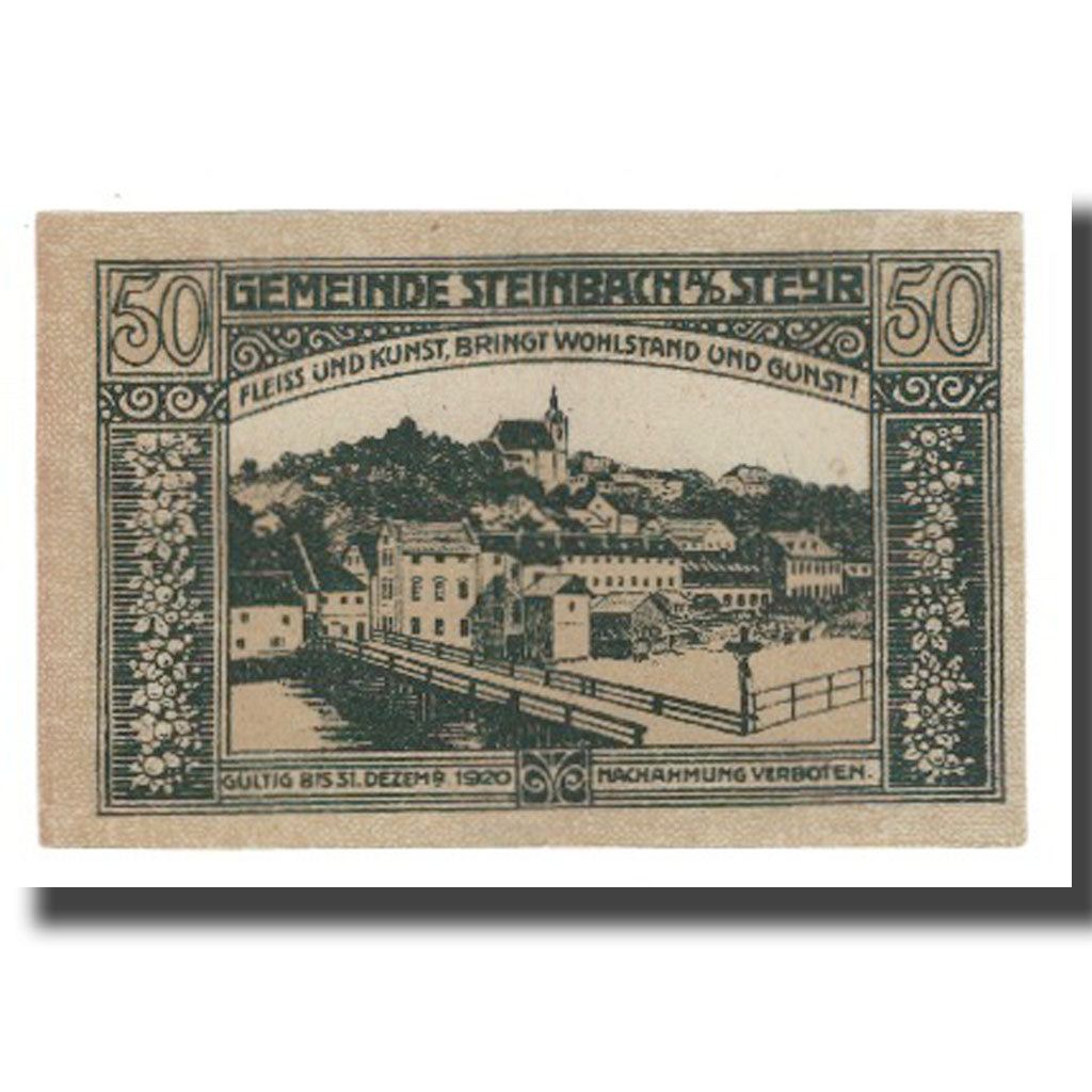 Billete, Austria, Steinbach an der Steyr, 50 Heller, village, 1920, 1920-12-31