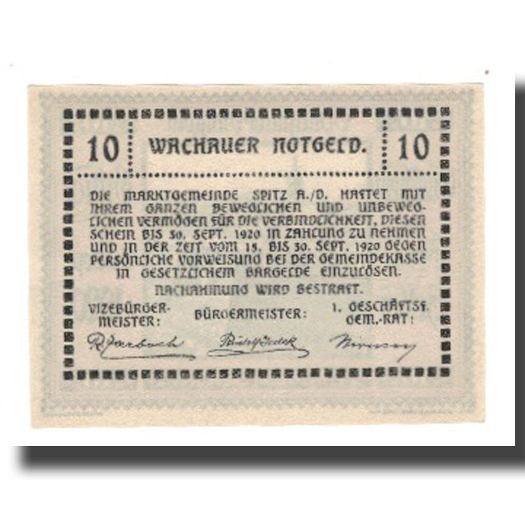 Geldschein, Österreich, Wachauer Notgeld Emmersdorf N.Ö. Gemeinde, 10 Heller