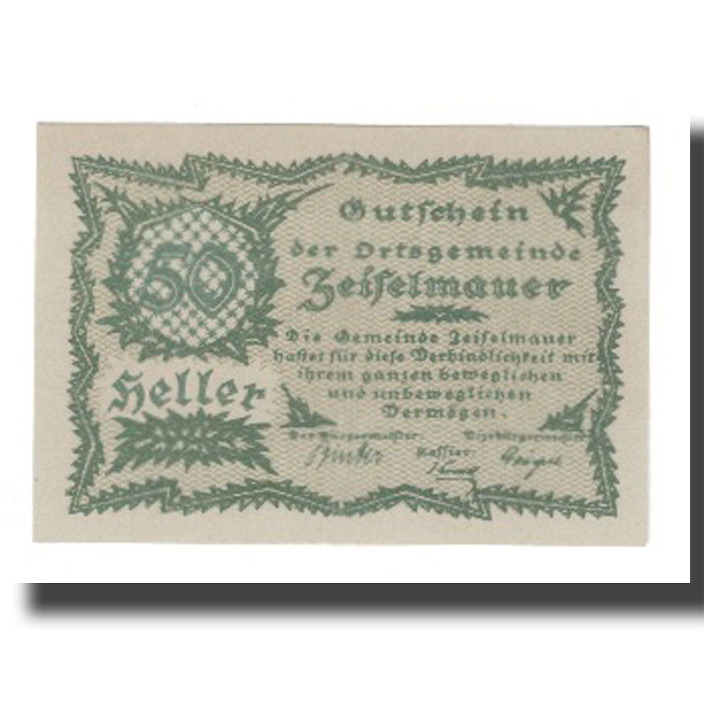 Banknote, Austria, Zeiselmauer N.Ö. Ortsgemeinde, 50 Heller, texte 1, 1920
