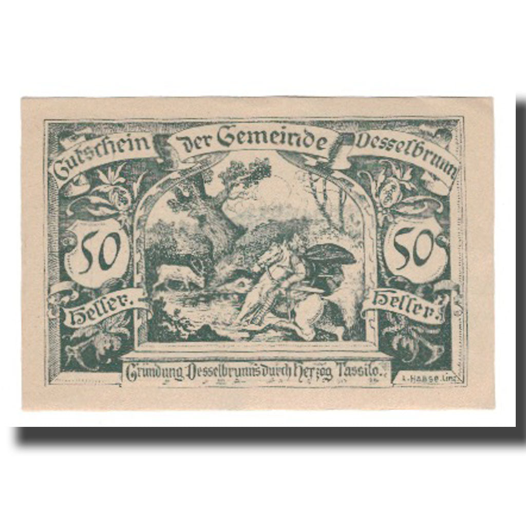 Billete, Austria, Desselbrunn, 50 Heller, Texte, 1921, 1921-05-01, UNC, Mehl:FS