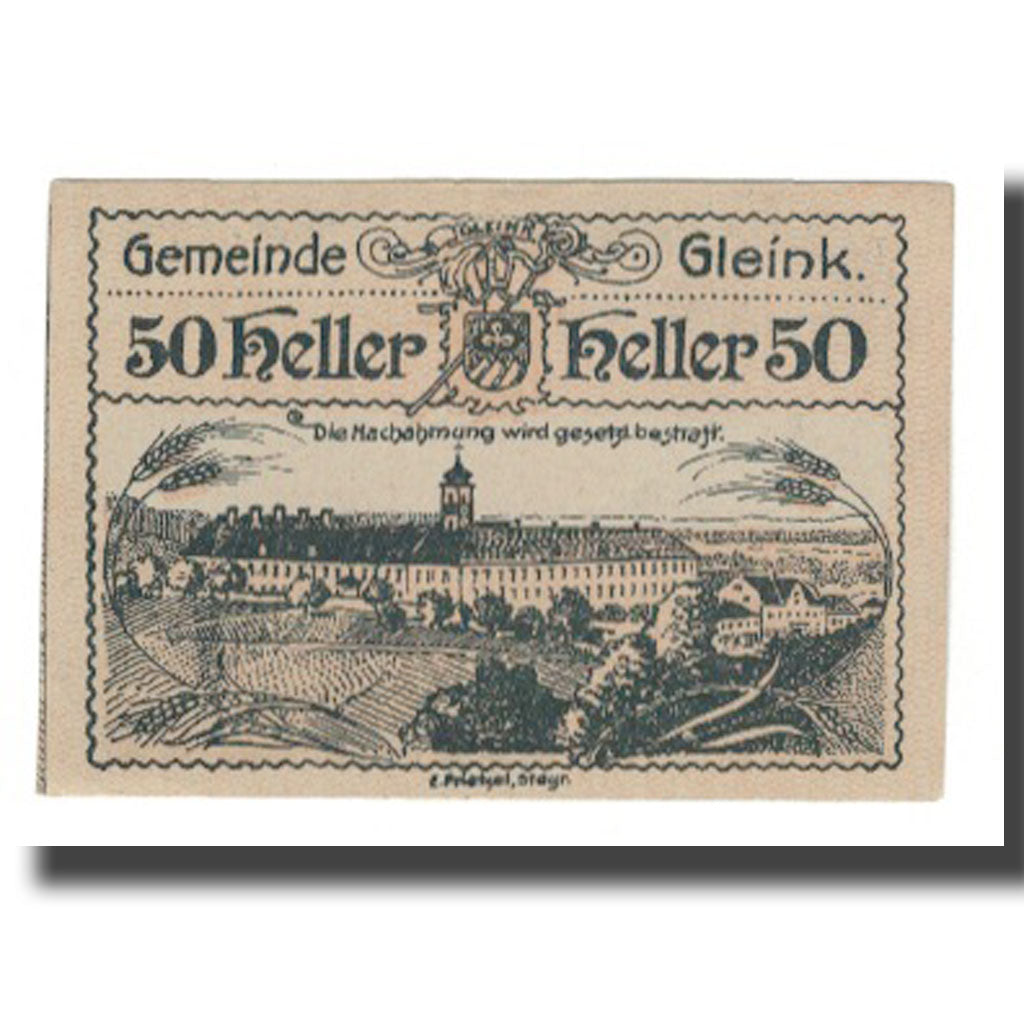Billet, Autriche, Gleink O.Ö. Gemeinde, 50 Heller, paysage, 1920, 1920-12-31