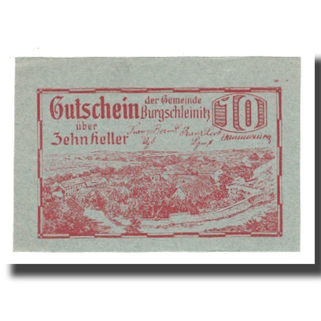 Billete, Austria, Burgschleinitz, 10 Heller, Texte, 1920, 1920-12-31, EBC