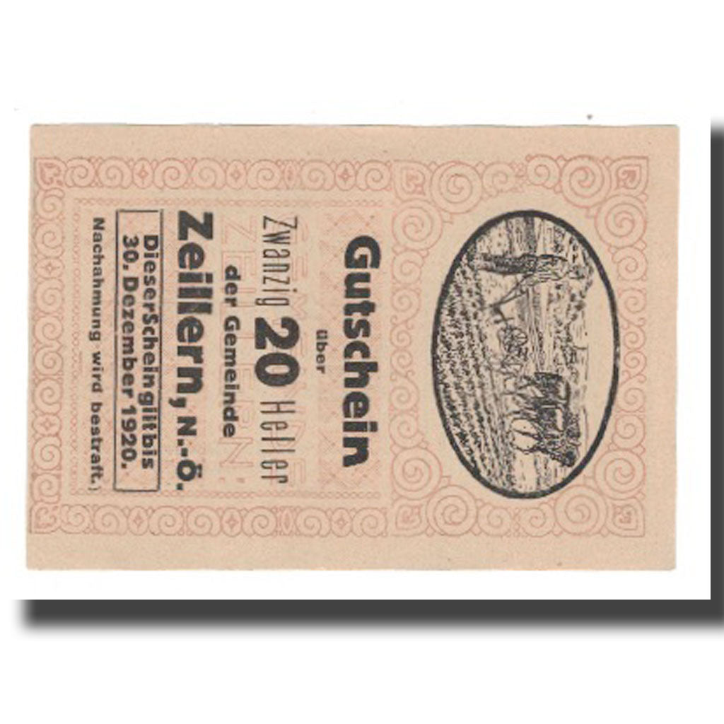 Billet, Autriche, Zeillern, 20 Heller, personnage, 1920, 1920-12-30, SUP
