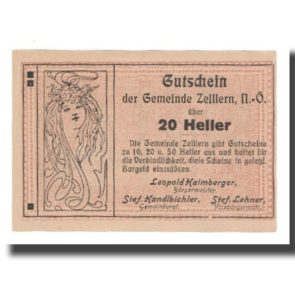 Billet, Autriche, Zeillern, 20 Heller, personnage, 1920, 1920-12-30, SUP