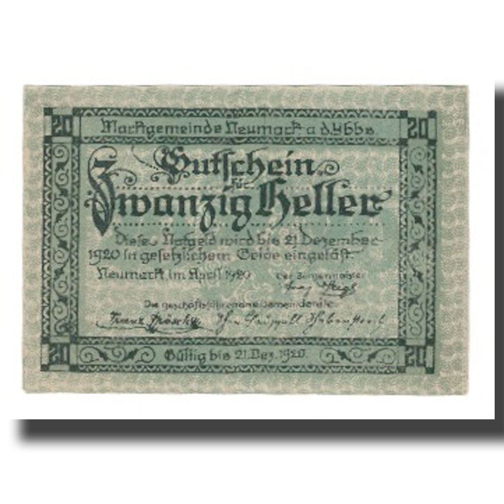 Biljet, Oostenrijk, Neumarkt an der Ybbs N.Ö. Marktgemeinde, 20 Heller