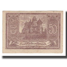 Banconote, Austria, Niederösterreich N.Ö. Land, 50 Heller, Texte, 1920