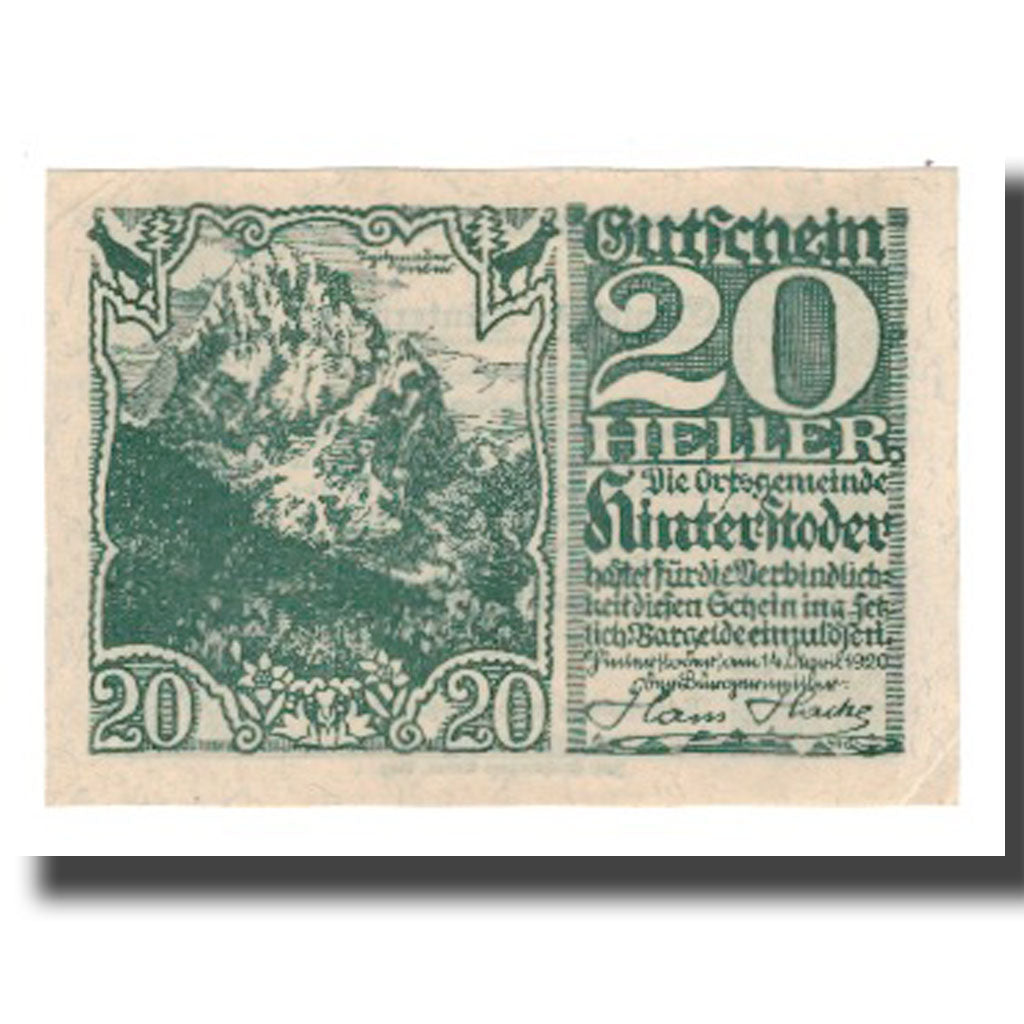 Biljet, Oostenrijk, Hinterstoder, 20 Heller, Texte, 1920, 1920-12-31, SUP