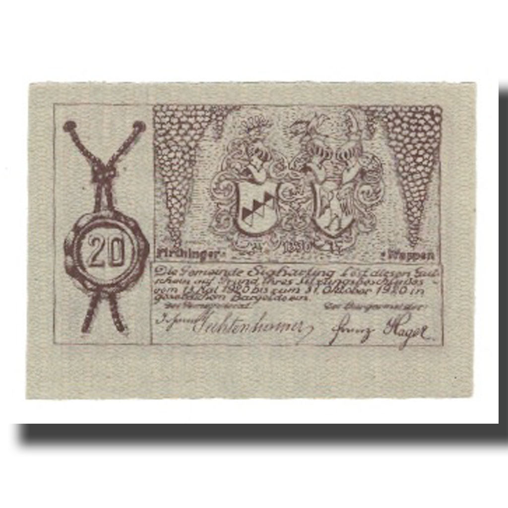 Billet, Autriche, Sigharting, 20 Heller, Blason, 1920, 1920-10-31, SUP, Mehl:FS