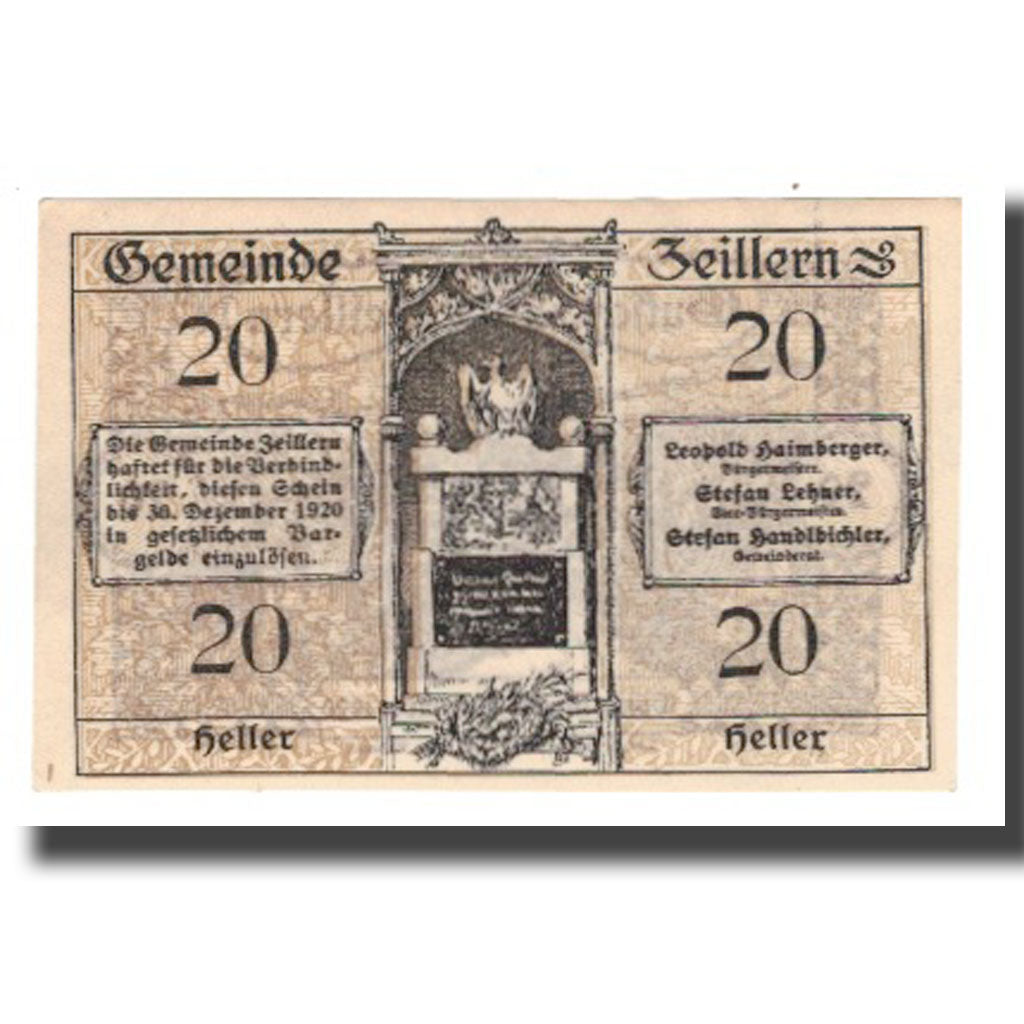 Billet, Autriche, Zeillern, 20 Heller, paysage, 1920, 1920-12-30, NEUF, Mehl:FS
