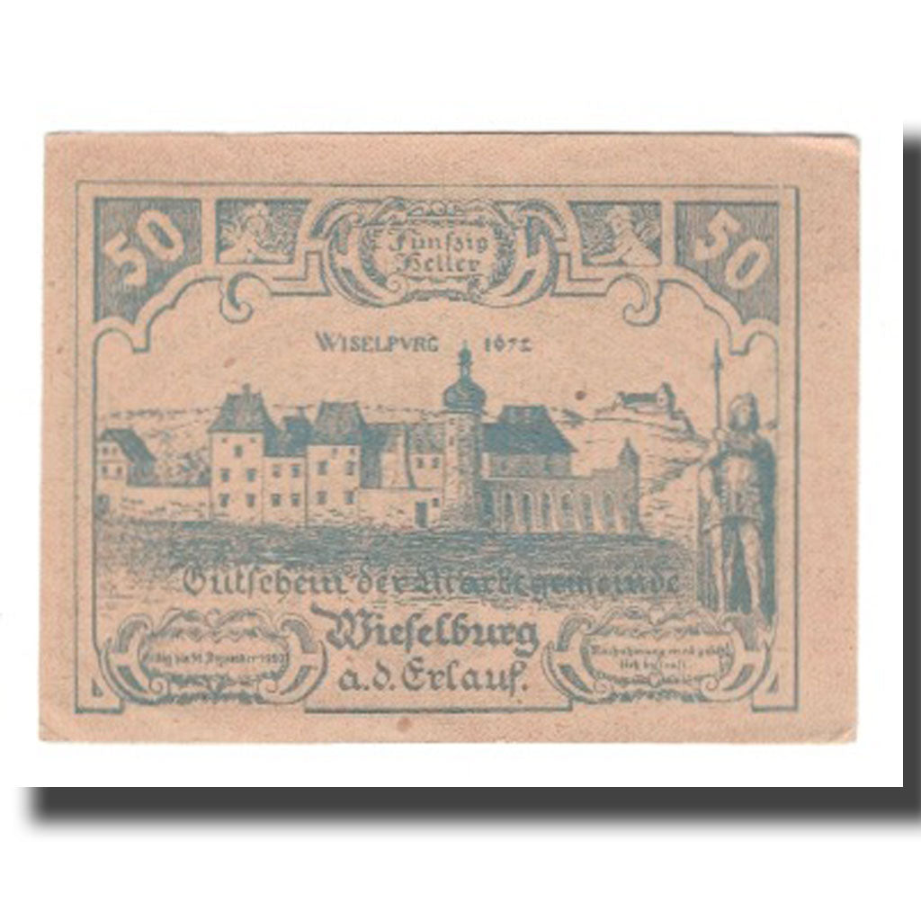 Billet, Autriche, Wieselburg an der Erlauf N.Ö. Marktgemeinde, 50 Heller