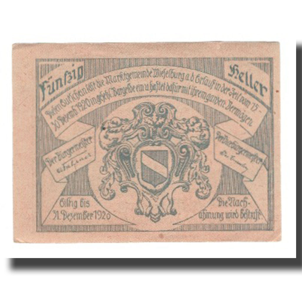 Billet, Autriche, Wieselburg an der Erlauf N.Ö. Marktgemeinde, 50 Heller
