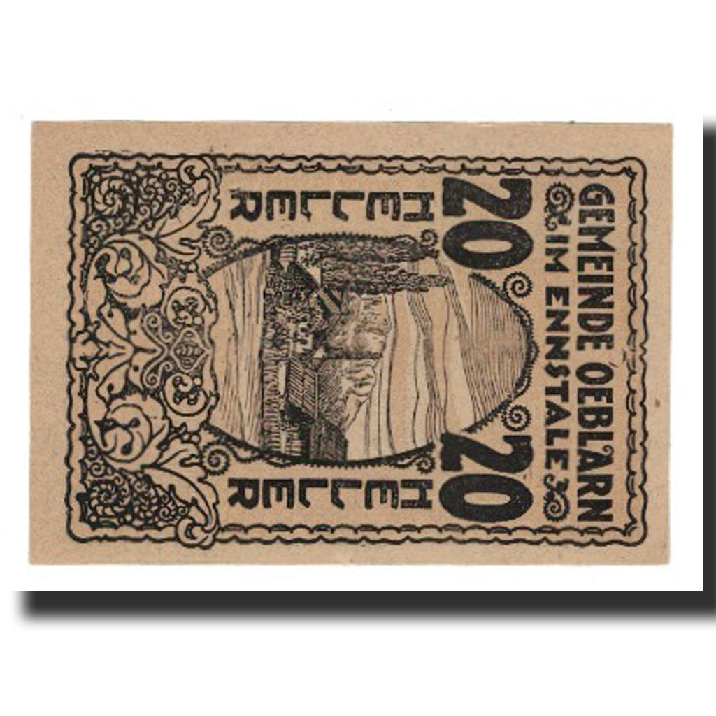 Billet, Autriche, Oeblarn im Ennstale Stm. Gemeinde, 20 Heller, Texte, 1920