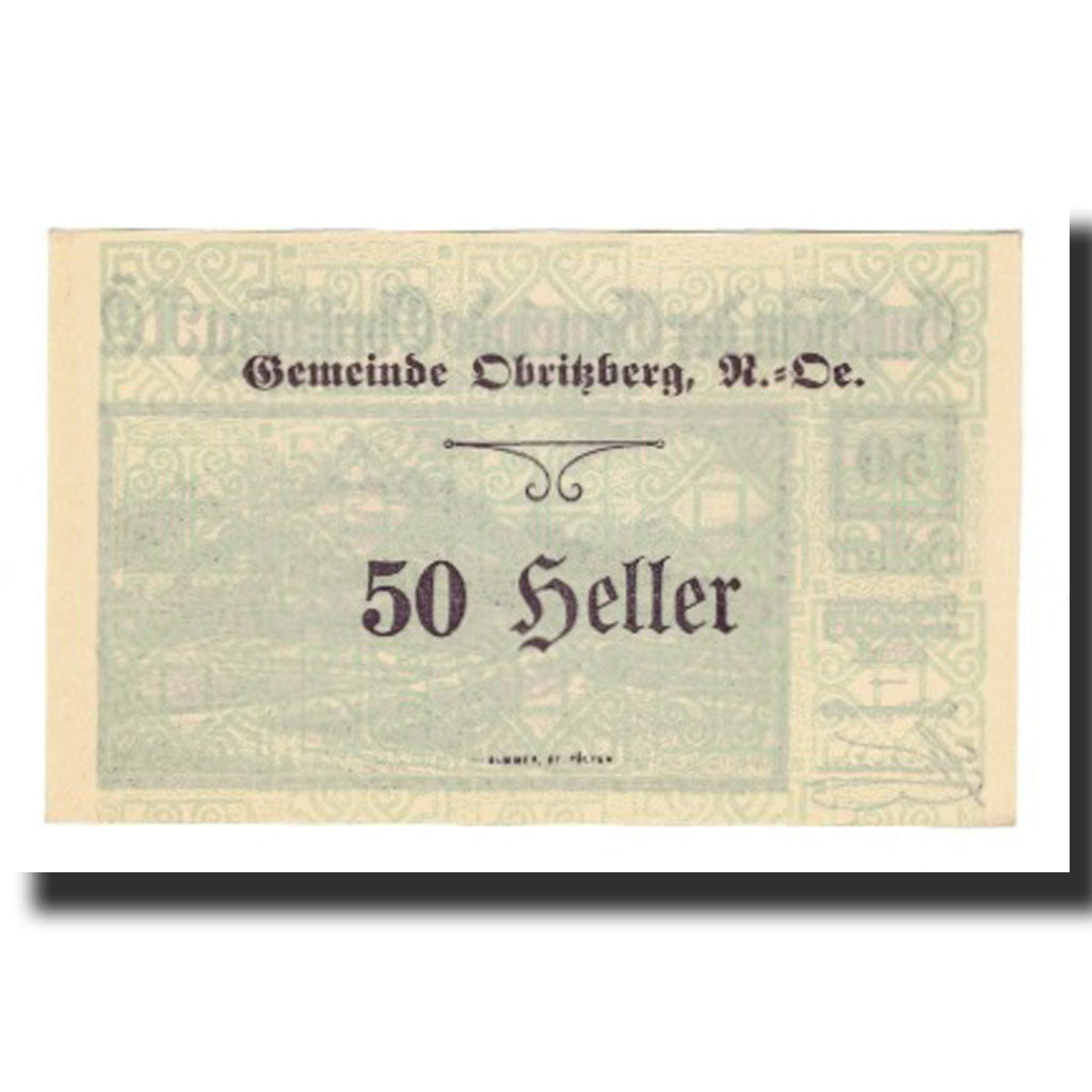 Billet, Autriche, Obritzberg, 50 Heller, valeur faciale 1, 1920, 1920-12-31