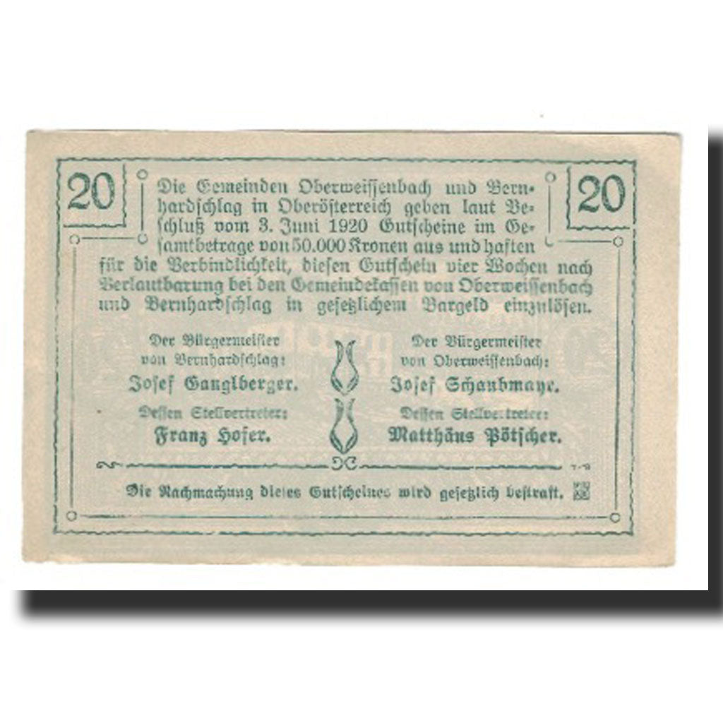 Biljet, Oostenrijk, Oberweissenbach und Bernhardschlag O.Ö. Gemeinden, 20