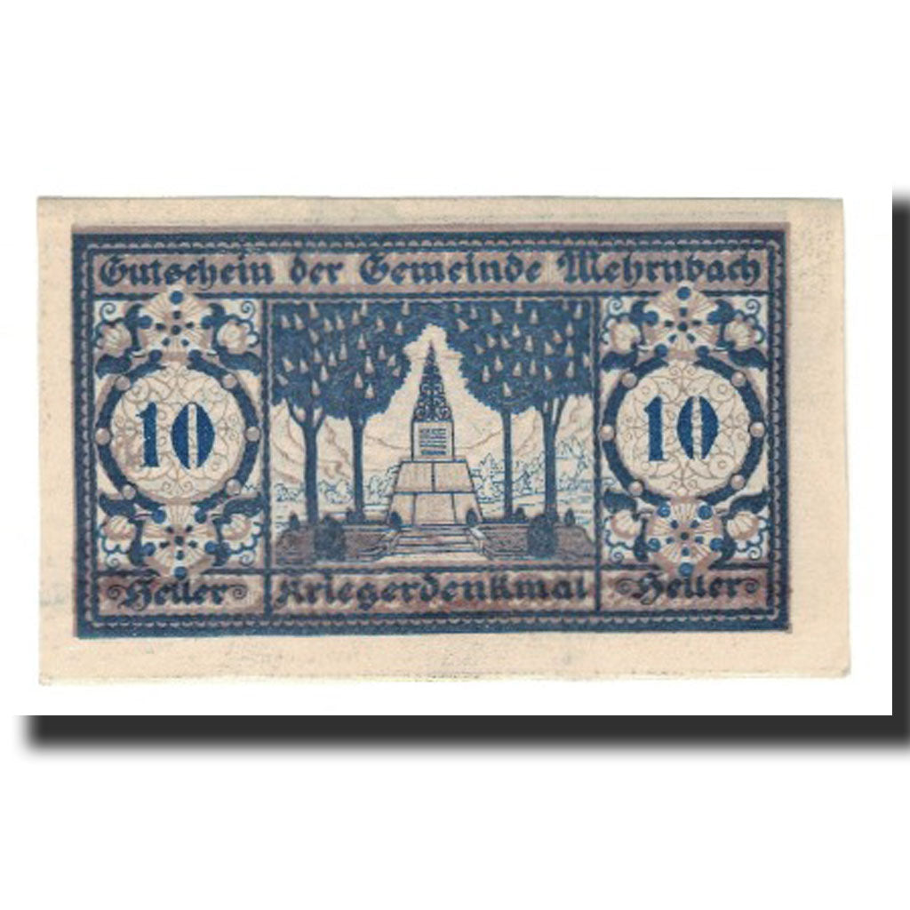 Billete, Austria, Mehrnbach O.Ö. Gemeinde, 10 Heller, Blason, 1920, 1920-12-31