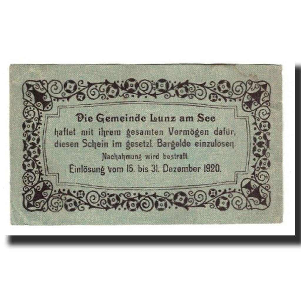 Billet, Autriche, Lunz am See, 10 Heller, Texte, 1920, 1920-12-31, TTB, Mehl:FS