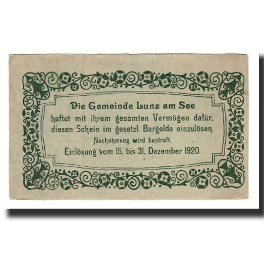 Billet, Autriche, Lunz am See, 20 Heller, texte 1, 1920, 1920-12-31, TTB